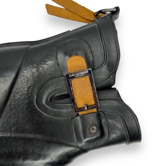 Ilse Jacobsen Black Rubber Chelsea Lug Sole Short Ankle Rain Boot 8 38 - Picture 7 of 11